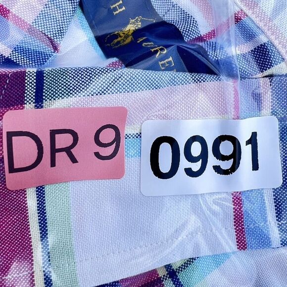 Ralph Lauren Short Sleeve Button Shirt Mens  Plaid Flesh Pony size L - Picture 12 of 12